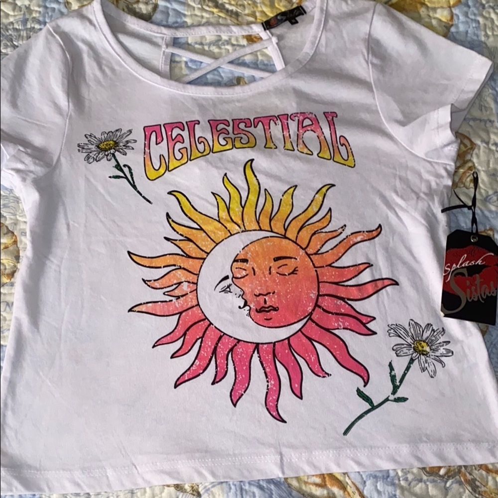 Splash White and Pink Short Sleeve Tee